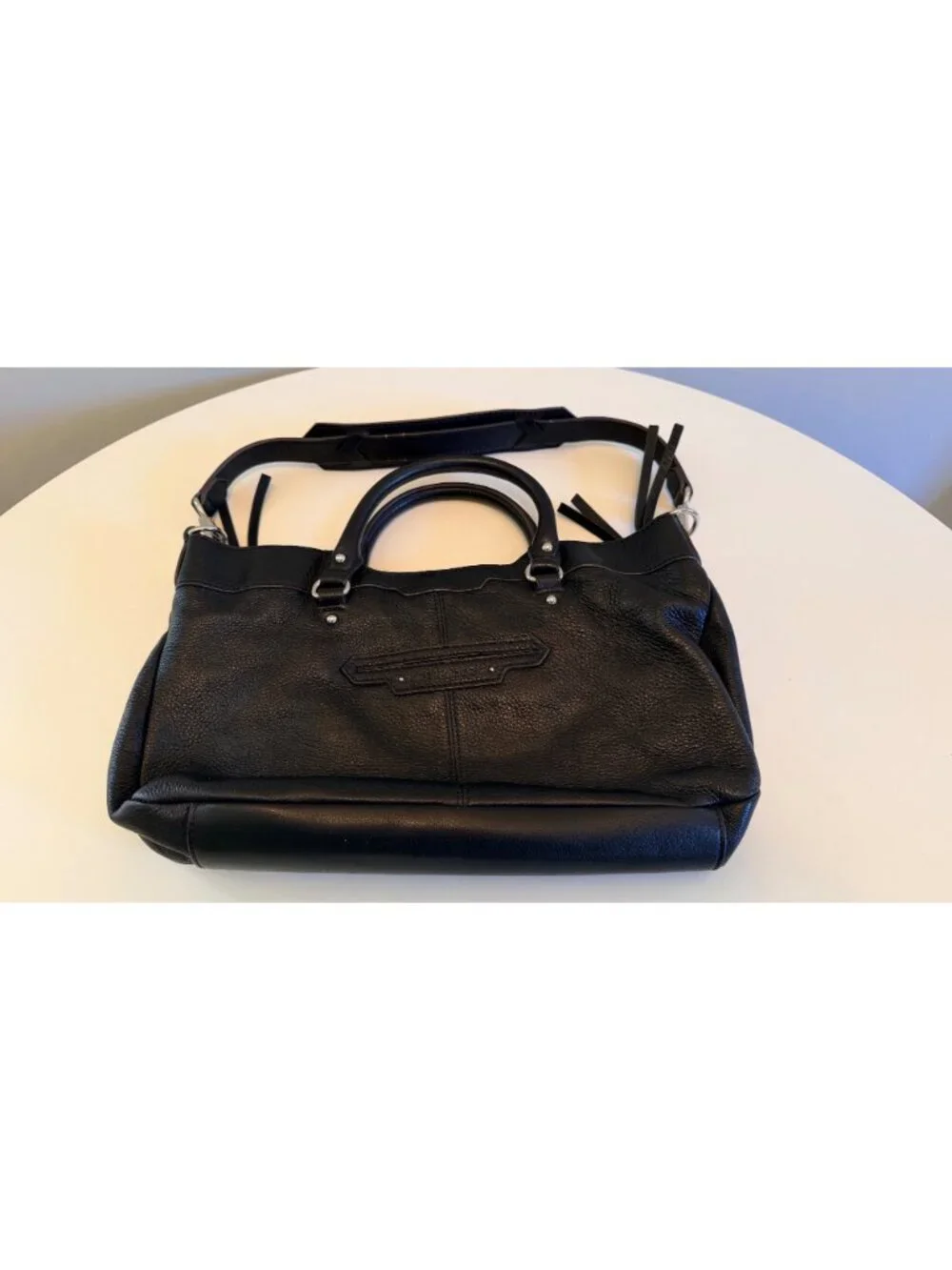 Aimee Kestenberg Leather Cow Print Satchel Shoulder Bag with Detachable Strap